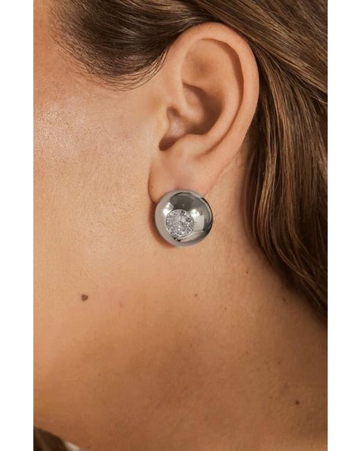 Sterling Forever Metallic Zora Cubic Zirconia Dome Stud Earrings