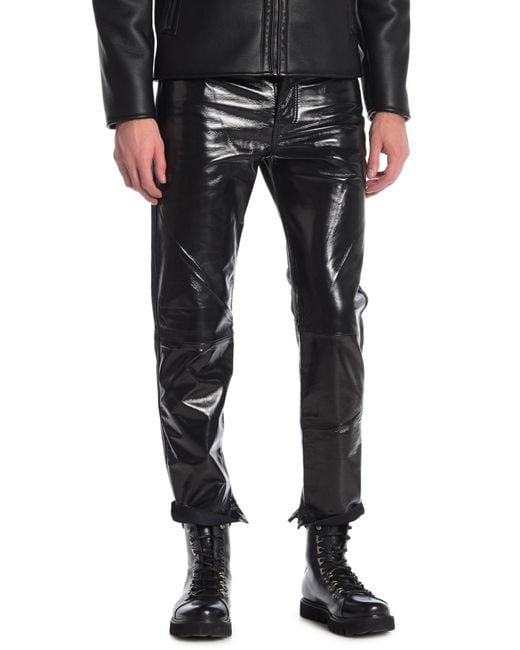 DIESEL Mharky Straight Leg Leather Pants in Black for Men - Lyst