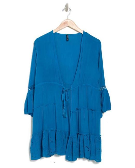 Boho Me Blue Eyelet Flounce Cover-Up