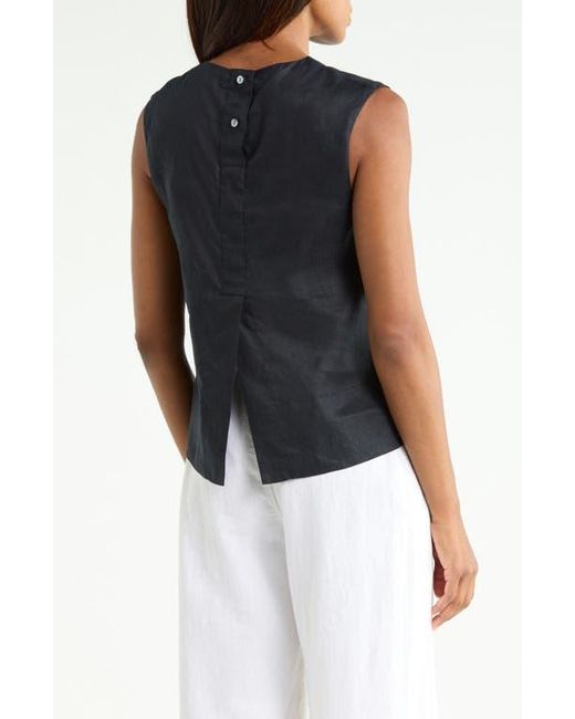 Theory Blue Button Back Sleeveless Shell