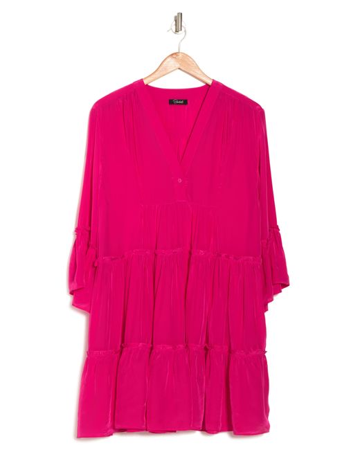 Shahida Parides Tiered Bell Sleeve Dress In Pink At Nordstrom Rack