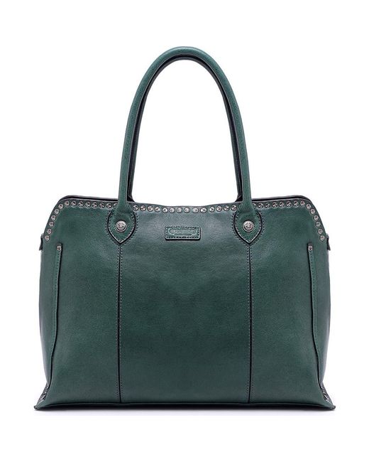 Old Trend Green Soul Stud Leather Satchel Bag