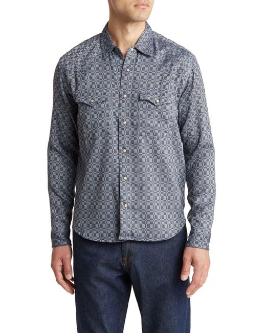 Corridor NYC Blue Overshot Check Western Button-up Shirt for men