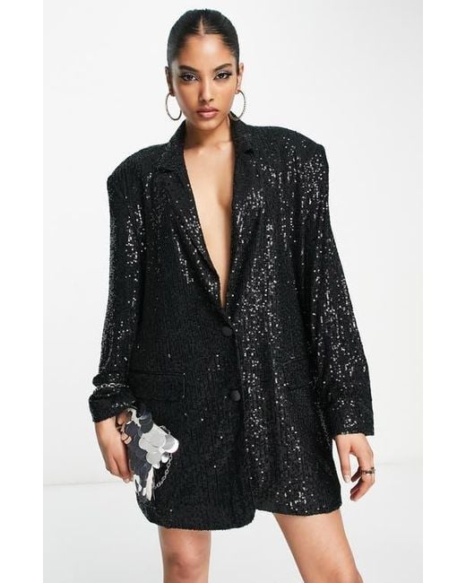 ASOS Black Oversize Sequin Blazer