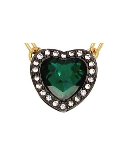 Kurt Geiger Green Heart Halo Pendant Necklace