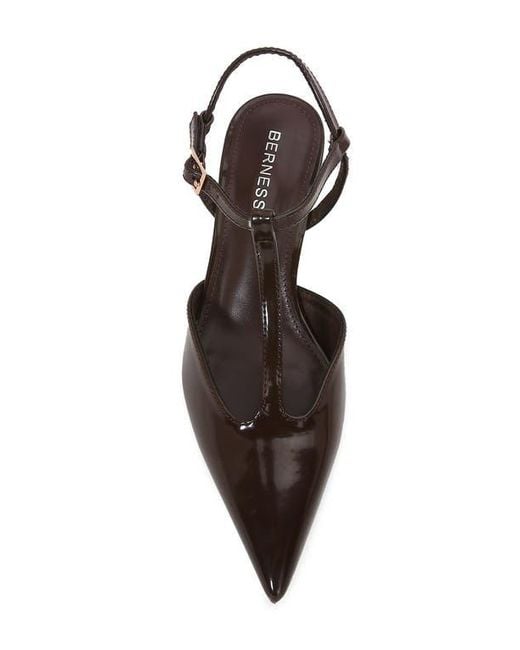 BERNESS White T-Strap Kitten Heel Pump