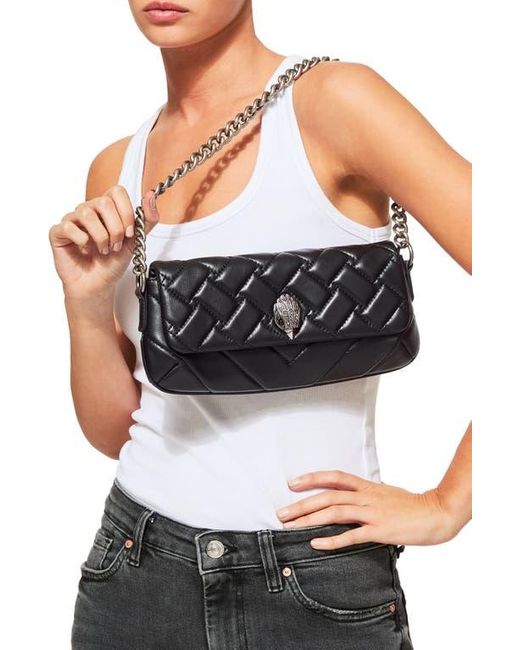 Kurt Geiger Black Small Long Kensington Quilted Leather Shoulder Bag