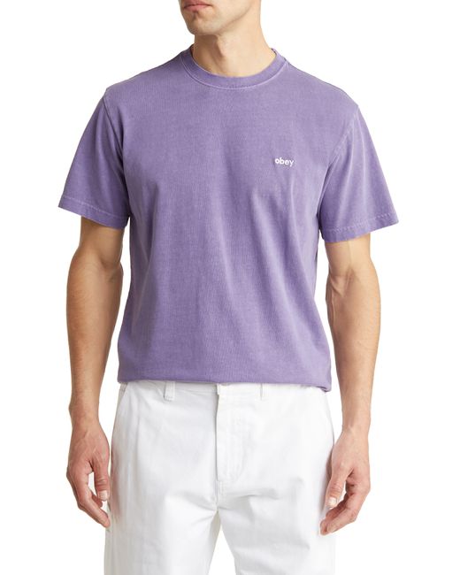 Obey Purple Cotton Logo T-shirt for men