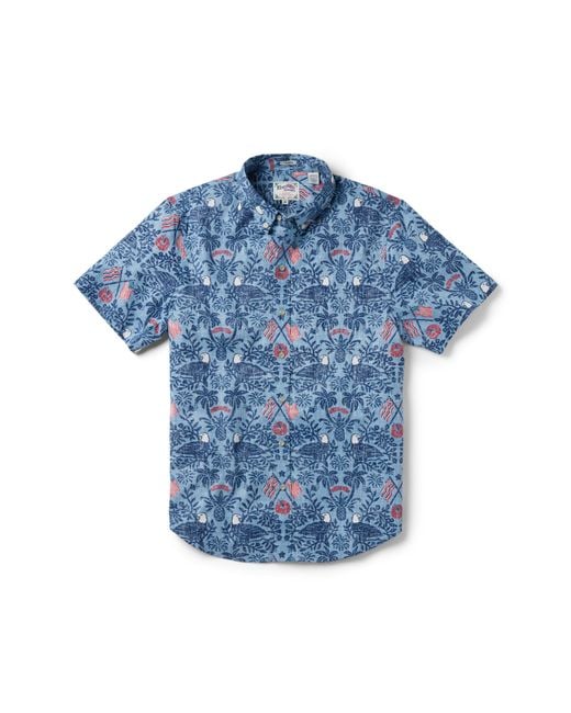 Reyn Spooner Blue 2023 Tailored Fit Short Sleeve Button-down Shirt for men