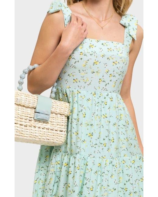 AUGUST SKY Blue Floral Tie Strap Sundress