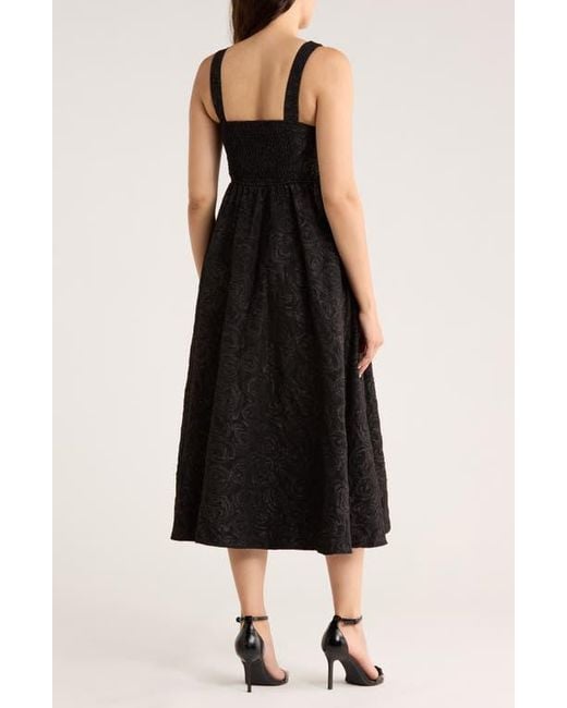 Blu Pepper Black Floral Midi Dress