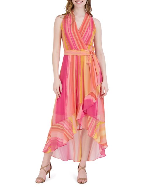 Julia Jordan Pink Stripe Halter Dress