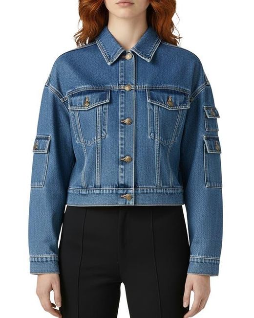 Bebe Blue The Cargo Crop Denim Jacket