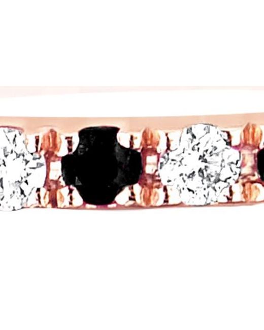 EF Collection Multicolor 14k Rose Gold White & Black Diamond Stackable Ring