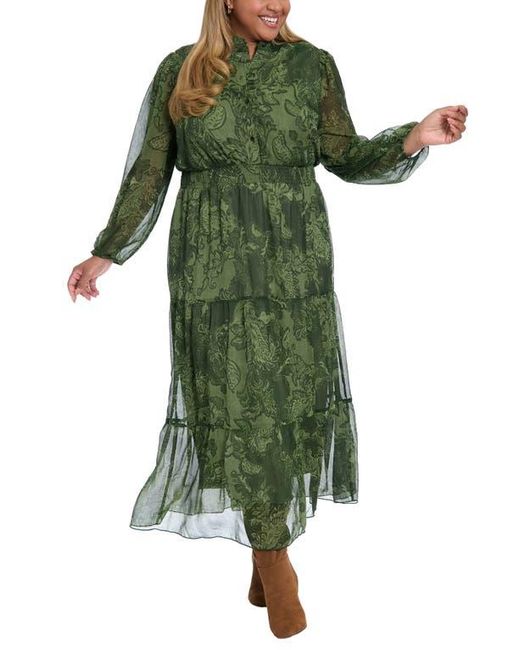 sachin and babi light blue dress Paisley Printed Belted Tiered Chiffon Dress in Yellow Yellow S-M
