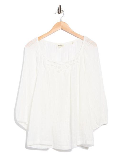 Max Studio White Lace Yoke Top