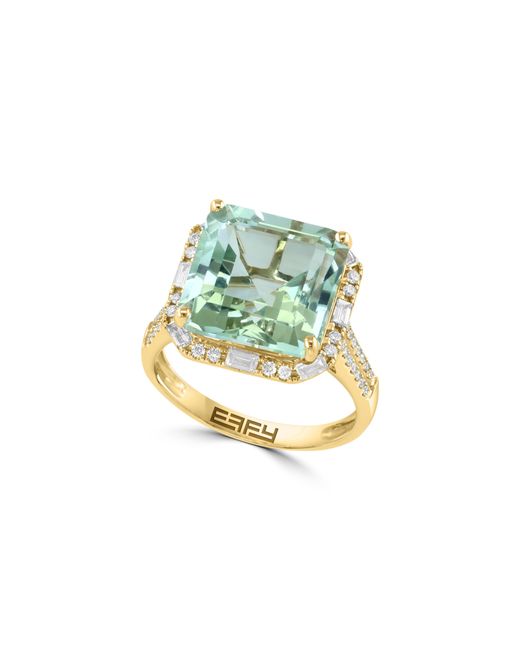 Effy Metallic Diamond & Green Amethyst Ring