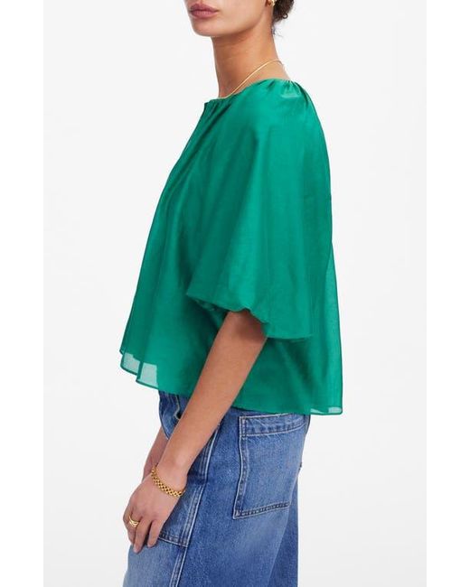 Madewell Green Bubble Sleeve Top