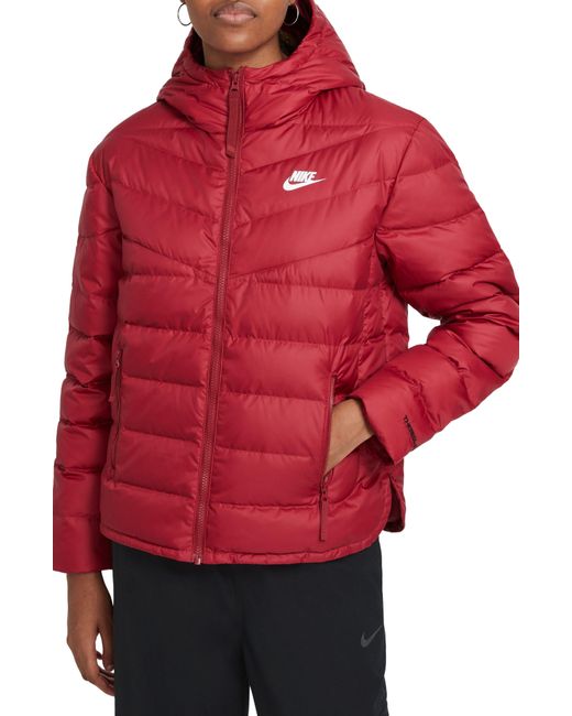 Nike Therma-fit Water Repellent Windrunner Hooded Puffer Jacket in Red ...