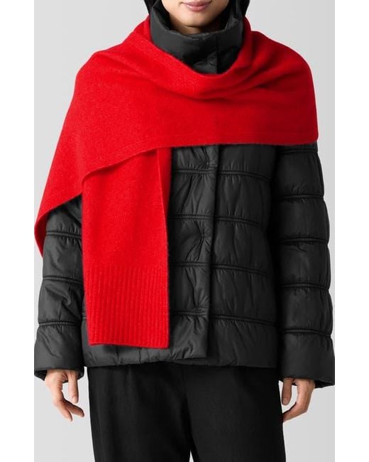 Eileen Fisher Red Rib Cashmere Blend Wrap