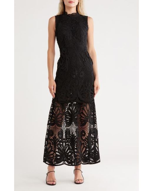 NSR Sleeveless Guipure Lace Maxi Dress in Black | Lyst