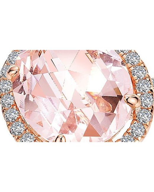 Lafonn Pink Oval Simulated Morganite & Simulated Diamond Halo Ring