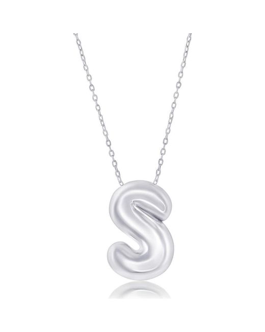 Simona White Bubble Initial Pendant Necklace
