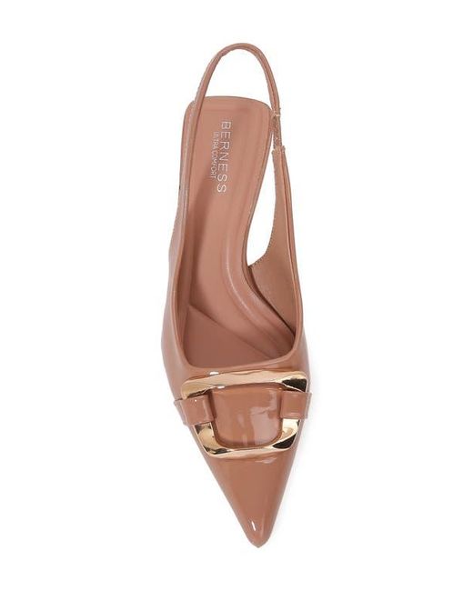 BERNESS Brown Kitten Heel Slingback Pump