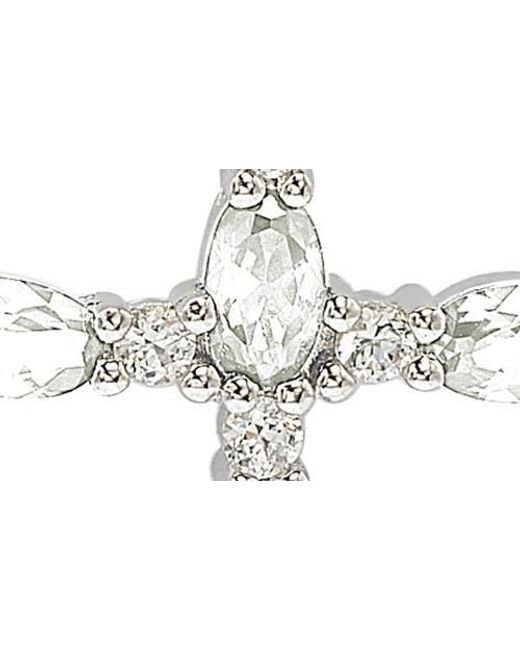 Suzy Levian White Topaz Cross Pendant Necklace