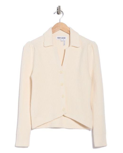 DKNY Blue Johnny Collar Cardigan