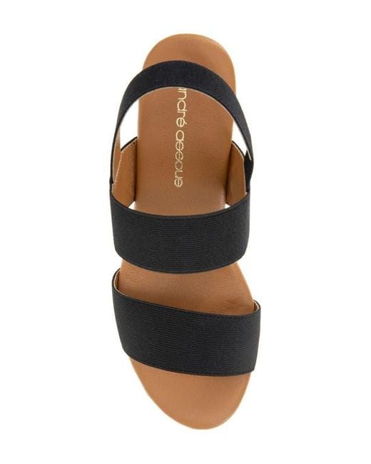 Andre Assous Blue Nikola Slingback Wedge Sandal
