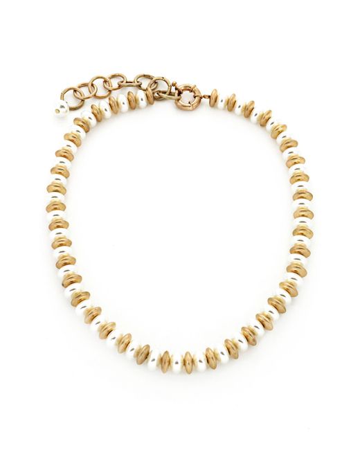 Panacea Metallic Disc & Imitation Pearl Collar Necklace