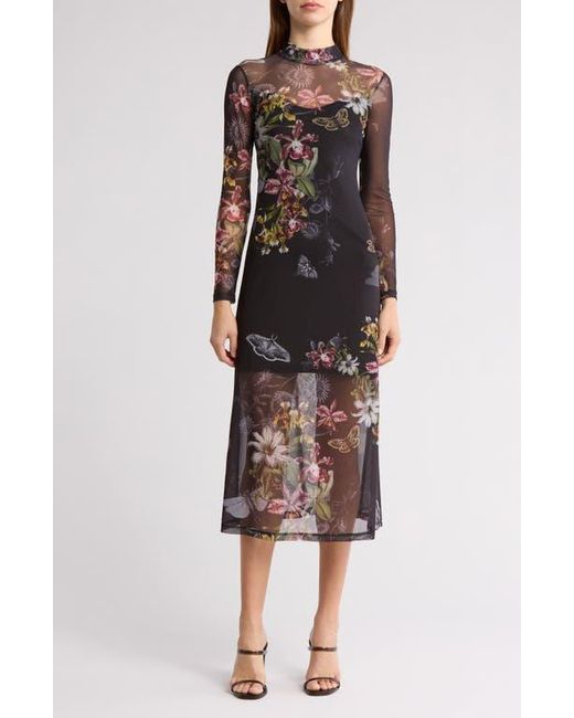 AllSaints Hanna Floral Long Sleeve Mesh Dress in Black | Lyst AllSaints Hanna Floral Long Sleeve Mesh Dress in Black | Lyst
