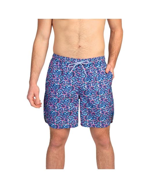 Tailorbyrd Blue Paint Dot Print Swim Trunks for men