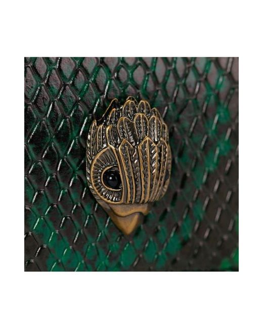 Kurt Geiger Green Extrasmall Bond Croc Embossed Leather Top Handle Bag