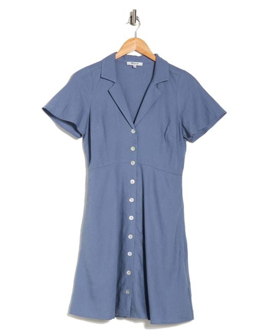 Madewell Blue Kathy Retro Short Sleeve Mini Shirtdress