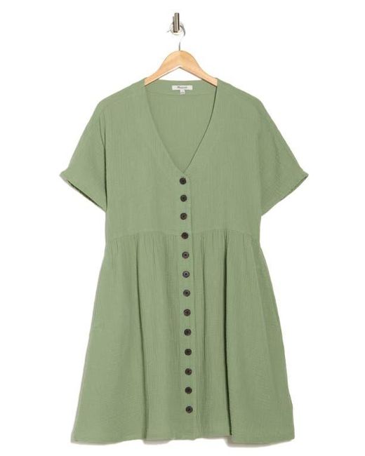 Madewell Green Lightspun Button Front Minidress
