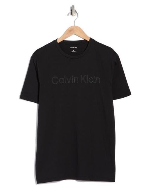 Calvin Klein Black Standard Logo Cotton Crewneck T-Shirt for men