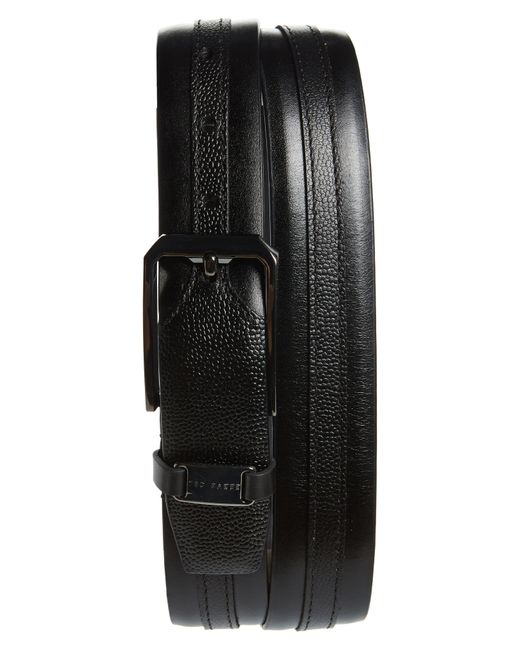 Ted Baker Black Siymon Mix Texture Leather Belt for men