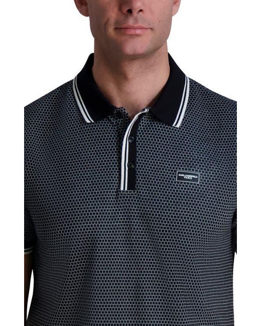 Karl Lagerfeld Black Textured Performance Knit Polo for men