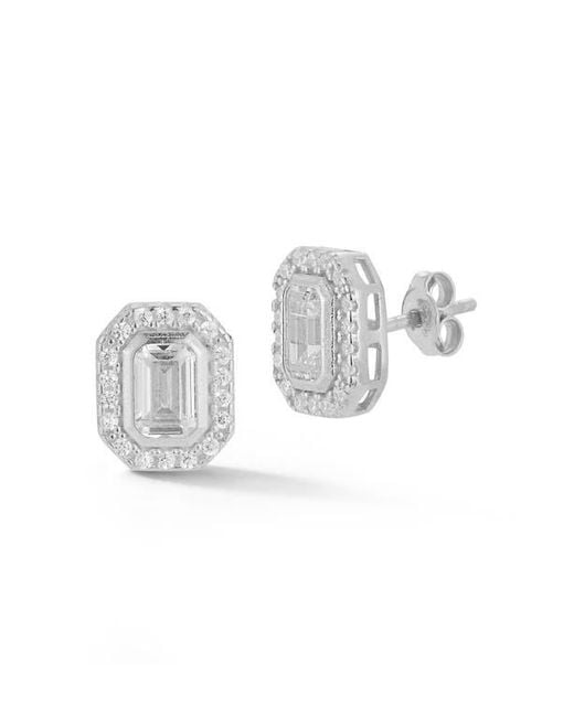 Glaze Jewelry Metallic Cubic Zirconia Halo Stud Earrings