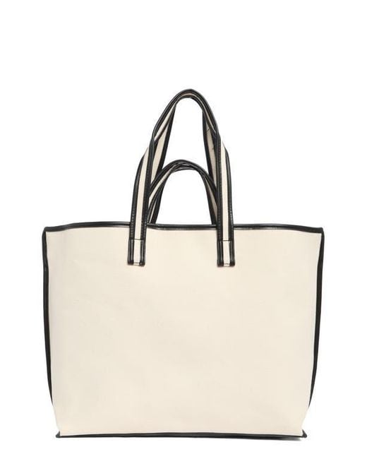 BCBGMAXAZRIA Double Handle Canvas Tote Bag in Natural | Lyst