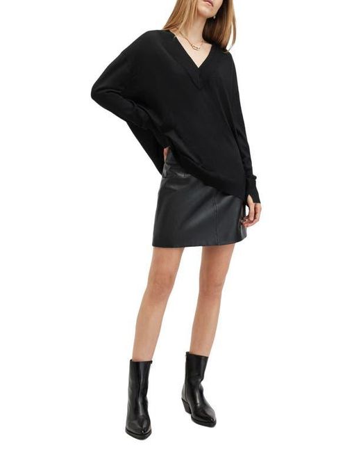 AllSaints Black Bern V-Neck Wool Sweater