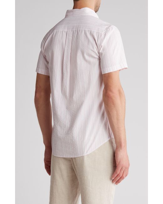 14th & Union White Stripe Seersucker Button-down Shirt for men