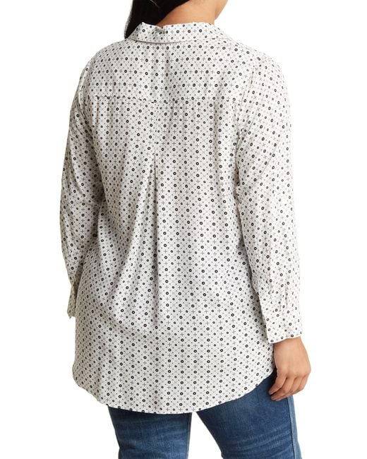 Velvet Heart White Elisa Roll Tab Long Sleeve Button-up Shirt
