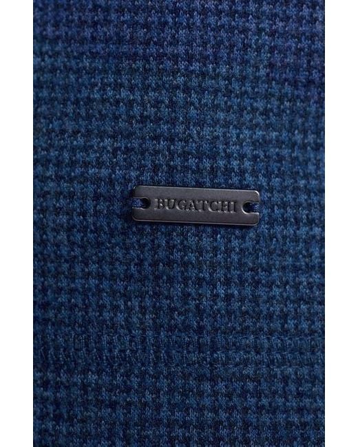 Bugatchi Blue Houndstooth Patern Quarter Zip Top for men