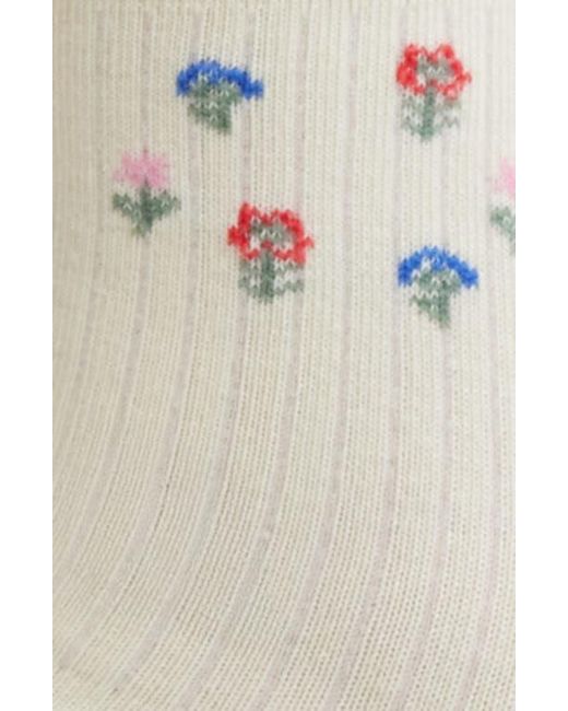 Stems White Flowers Crew Socks