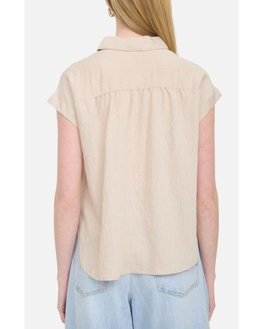 Blu Pepper Blue Collared Gauze Top