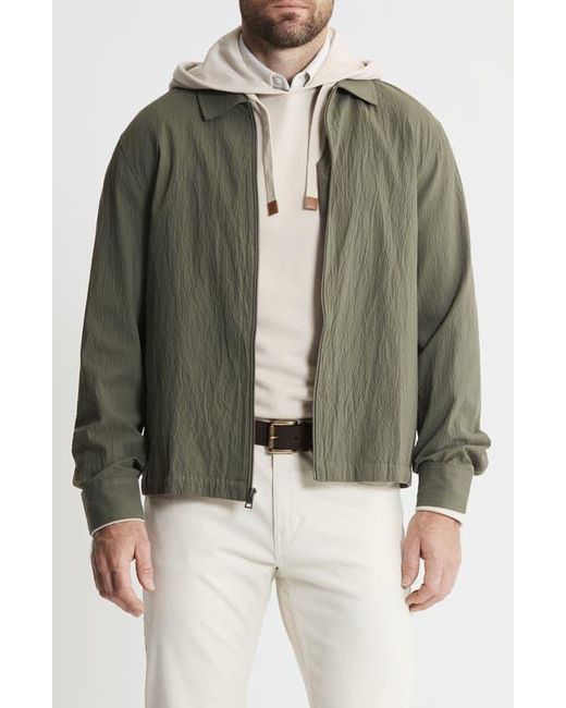 Jachs New York Green Charles Cotton & Tencel Lyocell Blend Seersucker Zip Jacket for men