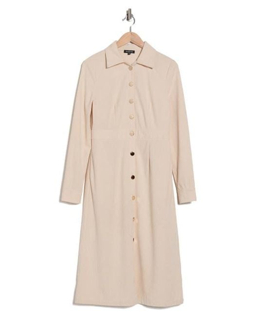 AREA STARS Natural Dion Long Sleeve Shirtdress